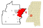 Hinds County Mississippi Incorporated and Unincorporated areas Jackson Highlighted